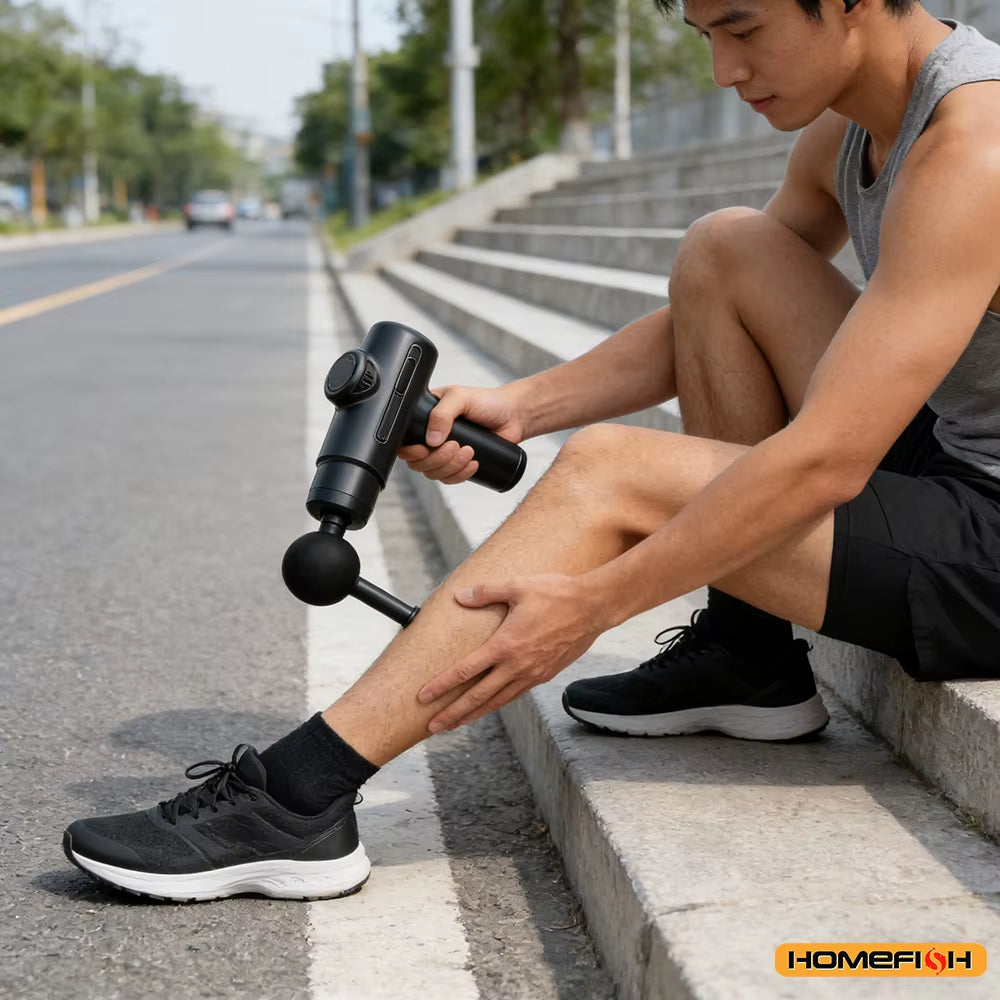 Electric Deep Tissue Massage Gun with 8 Interchangeable Heads for Arms Back Legs & Full Body, Portable Device for Sport
