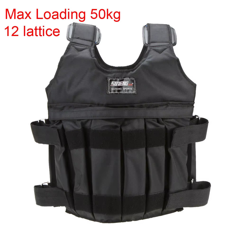 SUTEN 20Kg/50Kg Loading Weighted Vest for Boxing Training Workout Fitness Equipment Adjustable Waistcoat Jacket Sand Clothing